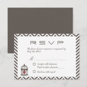 hart in vogelkooi Chevron Wedding RSVP (Voorkant / Achterkant)