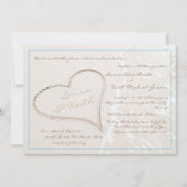Hart in Zand Beach Bruiloft Kaart (Voorkant)