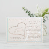 Hart in Zand Beach Bruiloft Kaart (Staand voorkant)