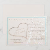 Hart in Zand Beach Bruiloft Kaart (Voorkant / Achterkant)