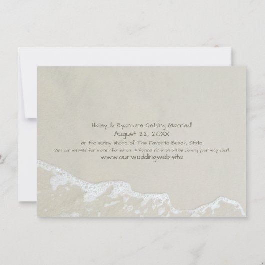 Hart in Zand Beach Bruiloft Save The Date (Achterkant)