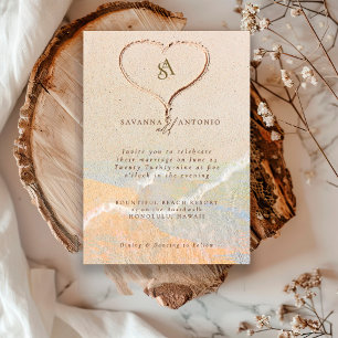 Hart in Zand Boho Chic Strand Bestemming Trouwen Kaart