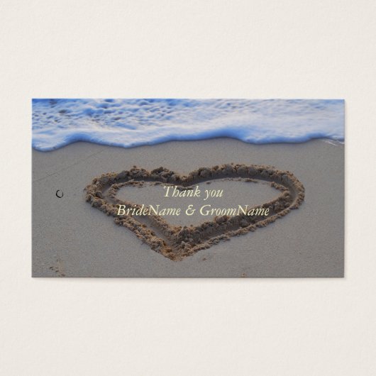 Hart in Zand Dank u Cadeau Label Visitekaartje (Voorkant)
