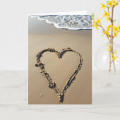 Hart in Zand Strand Scene Kaart (Gele Bloem)