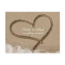 Hart in zand strand tropische trouwdatum ansichtka