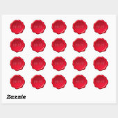 Hart & Initialen op Rode Waszegelstickers Ronde Sticker (Vel)