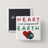 Hart is Earth anagram Vierkante Button 5,1 Cm (Voorkant /achterkant)