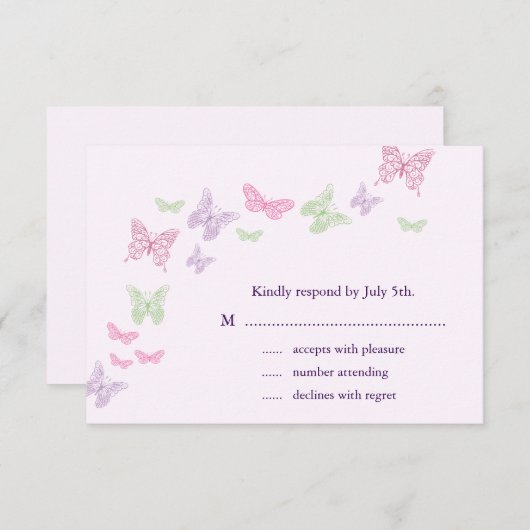 Hart is een Flutter RSVP (lila) (Voorkant / Achterkant)