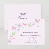 Hart is een Flutter RSVP (lila) Kaartje (Voorkant / Achterkant)