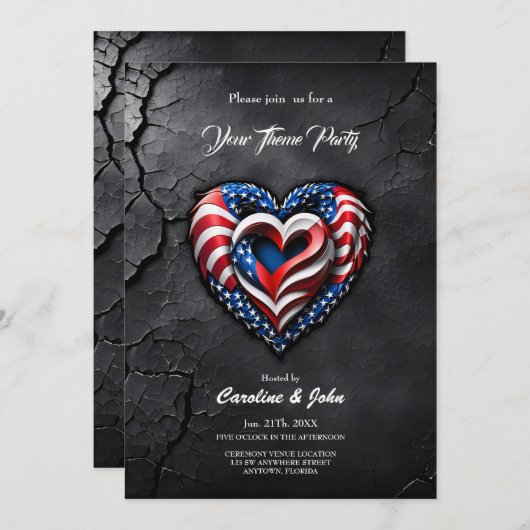 Hart is in de klassieke kleuren van de Amerikaanse Kaart (Voorkant / Achterkant)