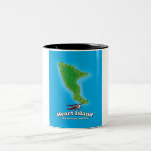 Hart Island New York New York kaart Tweekleurige Koffiemok