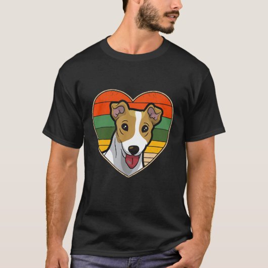 Hart Jack Russell Terriër Hond Mam Pap Valentijn F T-shirt (Voorkant)