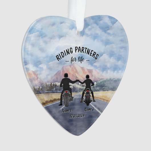 Hart Janestore Gepersonaliseerde Rijden Partners V Ornament (voorkant)