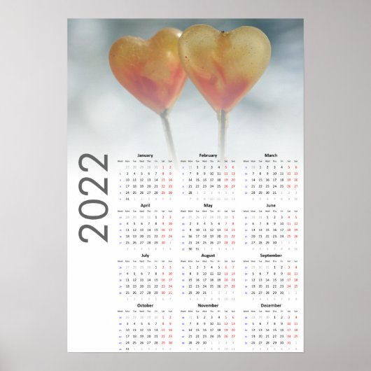 Hart Kalender 2022 Poster - Maandag eerst (Voorkant)