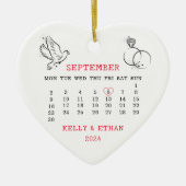 Hart Kalender Getrouwd Herfst 2024 Keramisch Ornament (Voorkant)