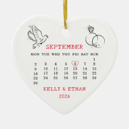 Hart Kalender Getrouwd Herfst 2024 Keramisch Ornament
