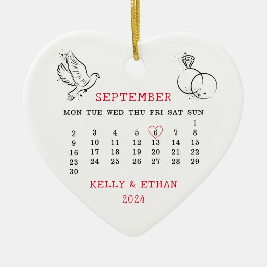 Hart Kalender Getrouwd Herfst 2024 Keramisch Ornament (Voorkant)