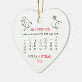 Hart Kalender Getrouwd Herfst 2024 Keramisch Ornament (Links)
