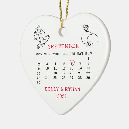 Hart Kalender Getrouwd Herfst 2024 Keramisch Ornament (Links)