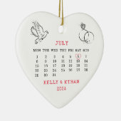 Hart Kalender Zomer Bruiloft 2024 Keramisch Ornament (Rechts)
