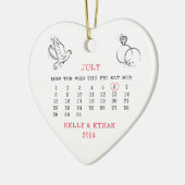 Hart Kalender Zomer Bruiloft 2024 Keramisch Ornament (Links)