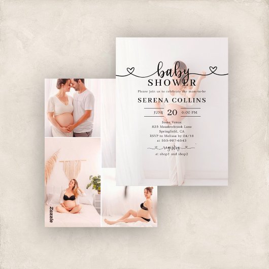 Hart kalligrafie 4 Foto Baby shower Briefkaart