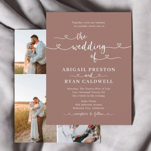 Hart Kalligrafie 4 Foto Bruin Budget Huwelijk Briefkaart