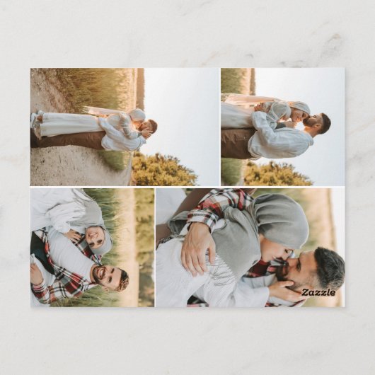 Hart Kalligrafie 4 Foto Bruin Budget Huwelijk Briefkaart (Achterkant)