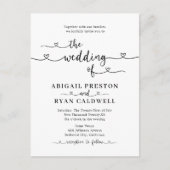 Hart kalligrafie budget bruiloft briefkaart (Voorkant)