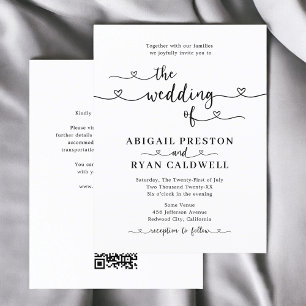 Hart kalligrafie budget bruiloft briefkaart