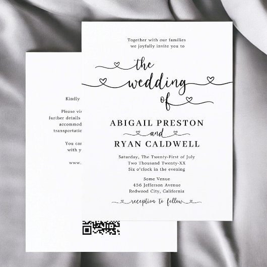 Hart kalligrafie budget bruiloft briefkaart