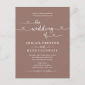 Hart Kalligrafie Budget Bruin Huwelijk Briefkaart (Voorkant)