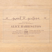 Hart Kalligrafie Minimalistisch Bruin Zoet 16 Acryl Uitnodigingen (Voorkant)