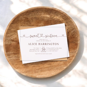 Hart Kalligrafie Minimalistisch Bruin Zoet 16 Acryl Uitnodigingen