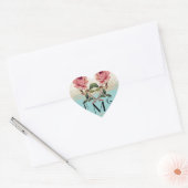 Hart Kant Barok Stijl  Roos Aqua Hart Sticker (Envelop)