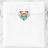 Hart Kant Barok Stijl Roos Aqua Sticker (Tas)