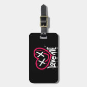 Hart karakter met dode ogen en glimlach gespoten bagagelabel (Voorkant verticaal)