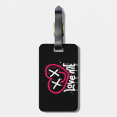 Hart karakter met dode ogen en glimlach gespoten bagagelabel (Achterkant verticaal)