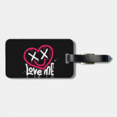 Hart karakter met dode ogen en glimlach gespoten bagagelabel (Achterkant horizontaal)