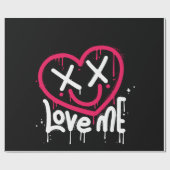 Hart karakter met dode ogen en glimlach gespoten cadeaupapier (Vlak)