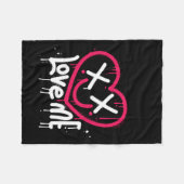 Hart karakter met dode ogen en glimlach gespoten fleece deken (Voorkant (Horizontaal))