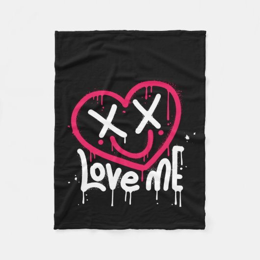 Hart karakter met dode ogen en glimlach gespoten fleece deken (Voorkant)