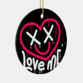 Hart karakter met dode ogen en glimlach gespoten keramisch ornament (Rechts)