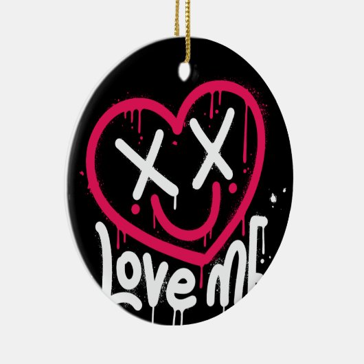 Hart karakter met dode ogen en glimlach gespoten keramisch ornament (Rechts)