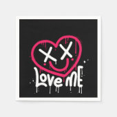 Hart karakter met dode ogen en glimlach gespoten servet (Voorkant)