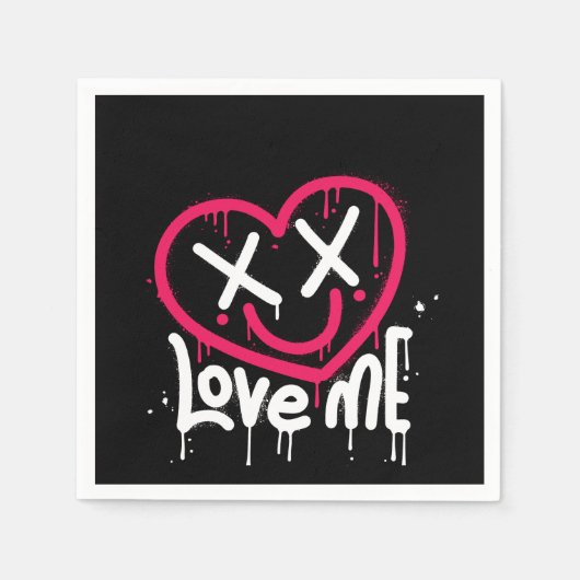 Hart karakter met dode ogen en glimlach gespoten servet (Voorkant)