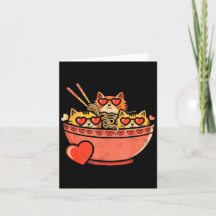 Hart, katten, ramennoedels, valentijnsdag kaart