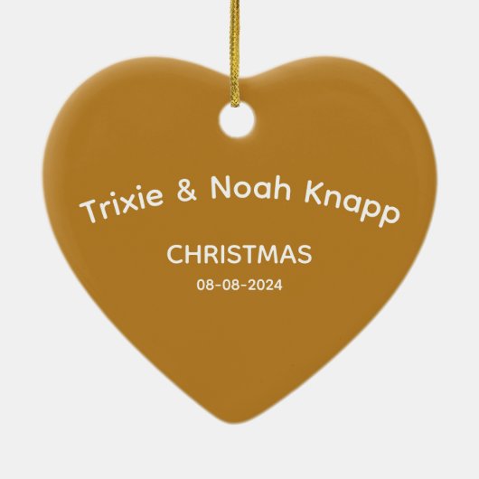 Hart Kerst Ornament - gepersonaliseerde keramiek (Achterkant)