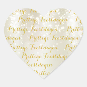 Hart Kerst tekst stickers "Prettige Feestdagen"