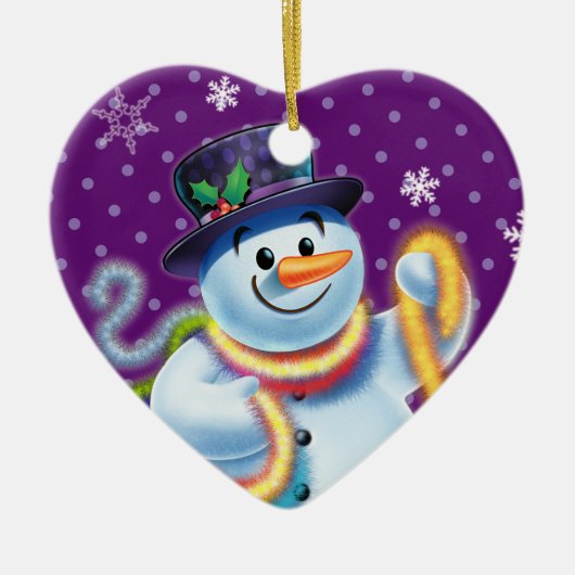 Hart Kerstboom decoratie Snowman & tinsel. (Voorkant)